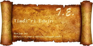 Timári Edvin névjegykártya